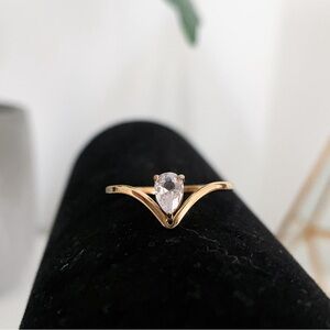 18K Gold Plated delicate CZ marquis ring